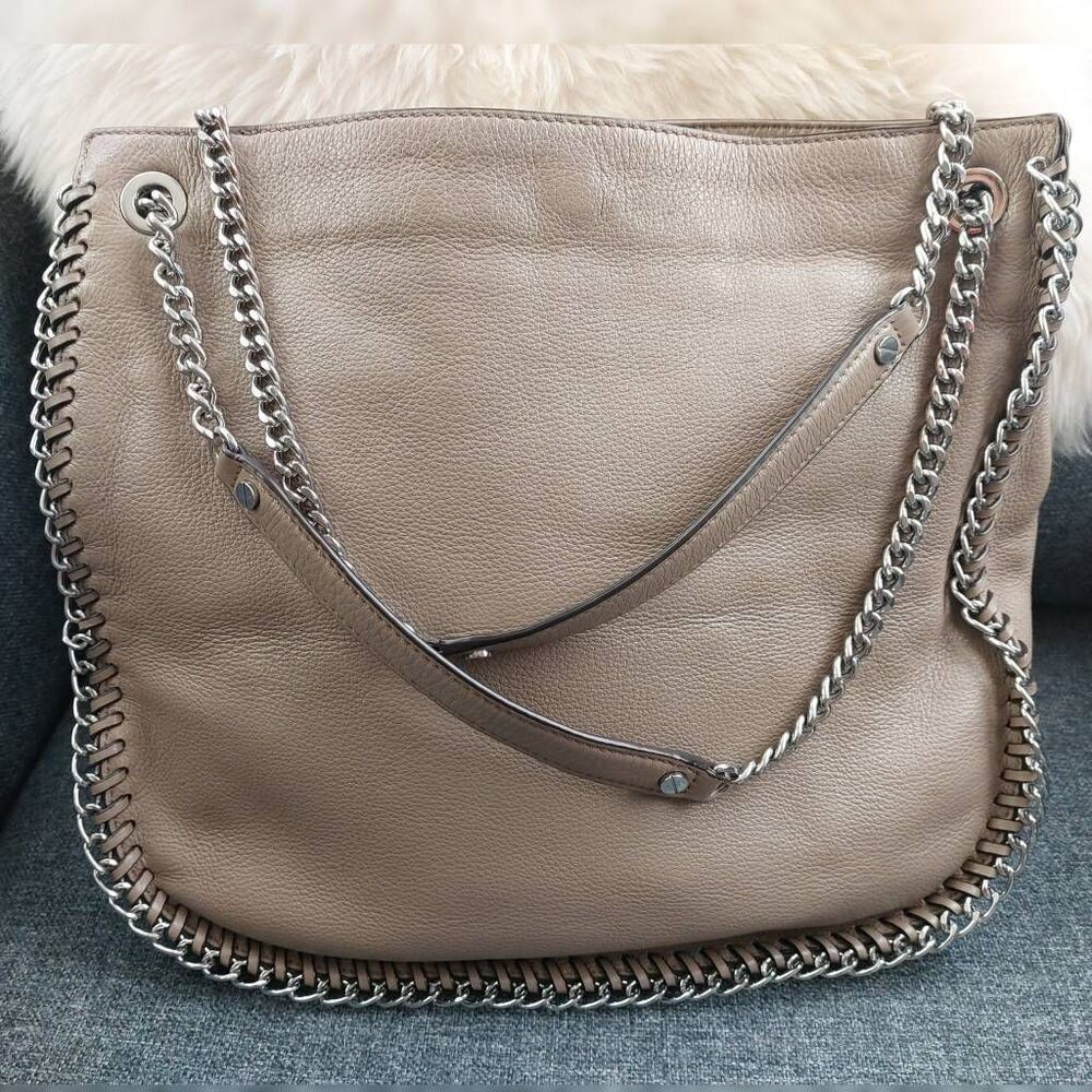 Michael Kors Chelsea Large Shoulder Bag | Dark Dune Leather Chain Detail Tote - Picture 3 of 15